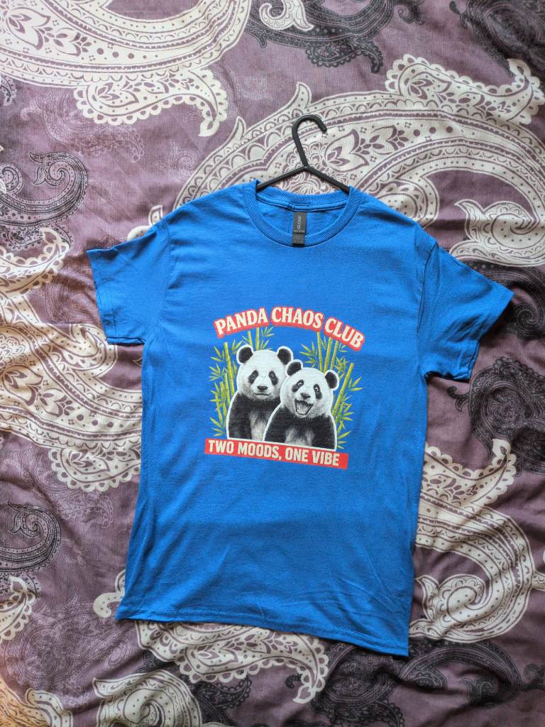 Brand New "Panda Chaos Club" Graphic T-Shirt • Funny Alternative Tee