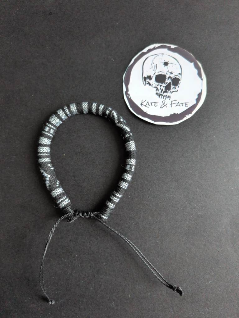 Monochrome Striped Woven Bracelet – 8cm