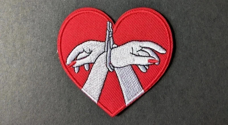 Bound Hands Heart Patch – Gothic Romantic Red Embroidery