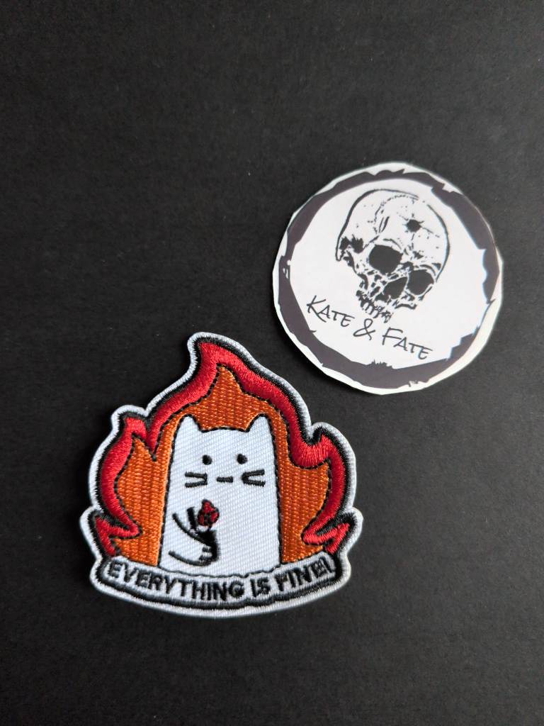"Everything Is Fine" Cat Embroidered Patch • Funny Meme Sarcastic