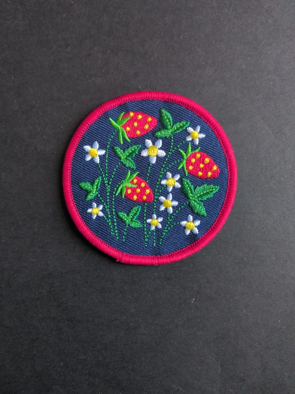 Wild Strawberry Round Embroidered Patch