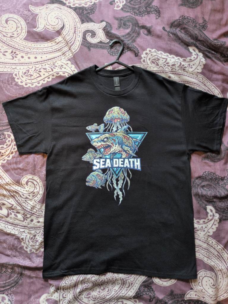 Brand New "Sea Death" Graphic T-Shirt • Deep Sea Zombie Shark Print