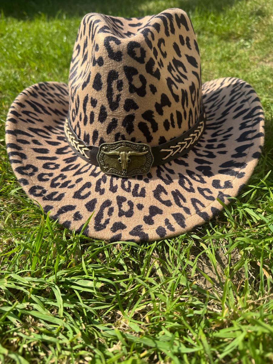 Leopard print cowboy hat