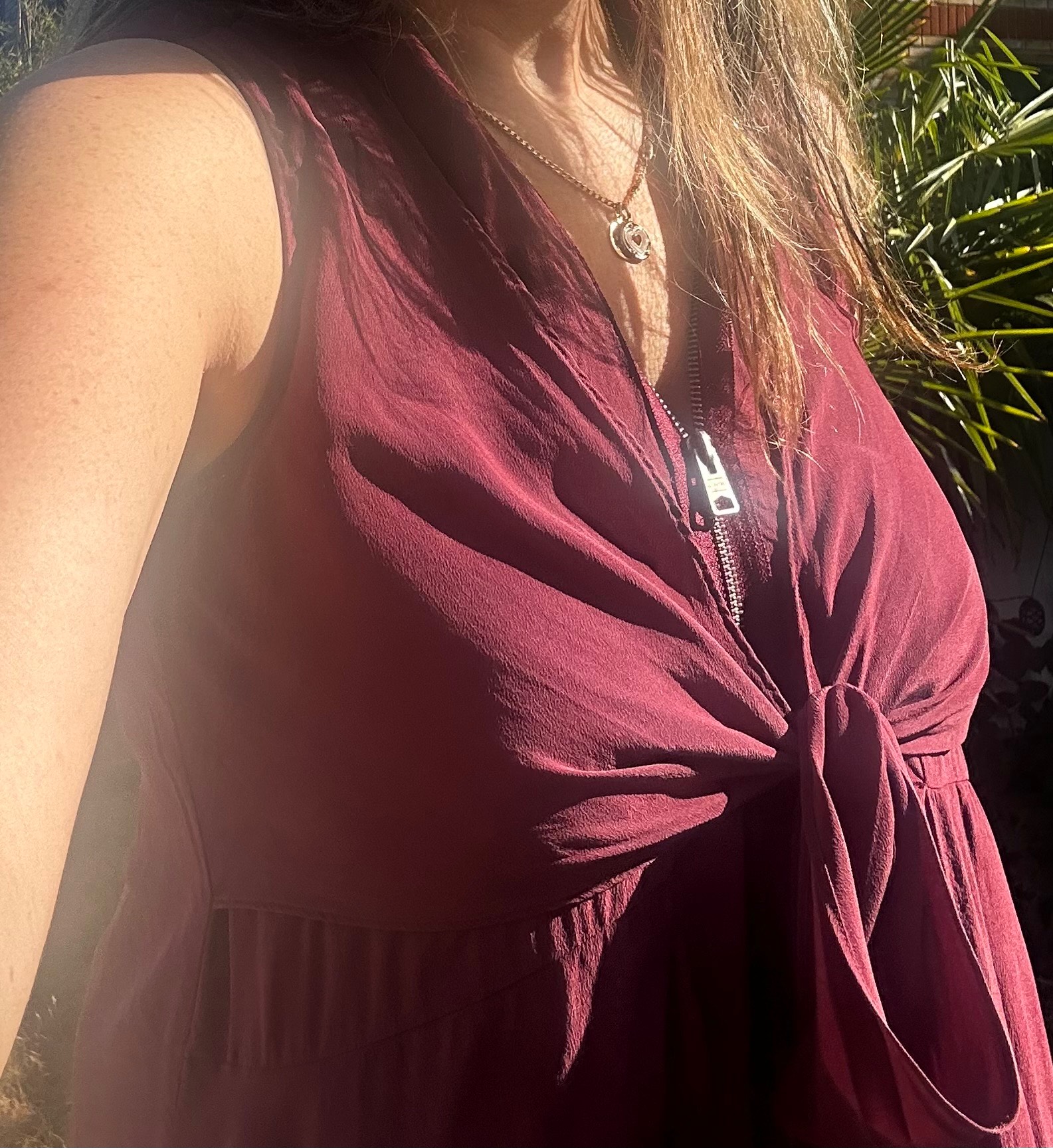 AllSaints Jayda 100% Silk Zip-Front Dress - Burgundy - Size M