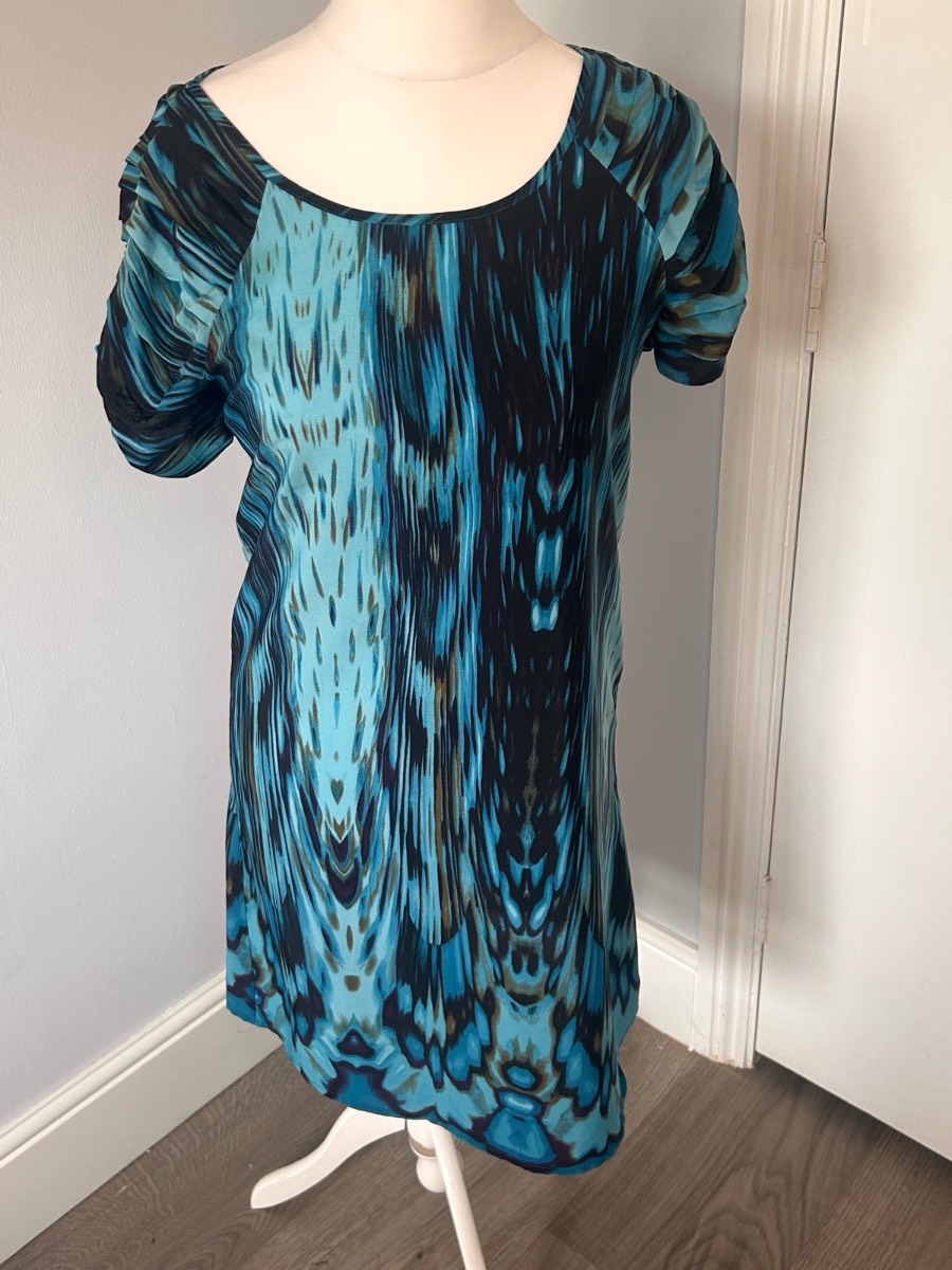 NEXT Abstract Shift Dress - Blue - Size 12