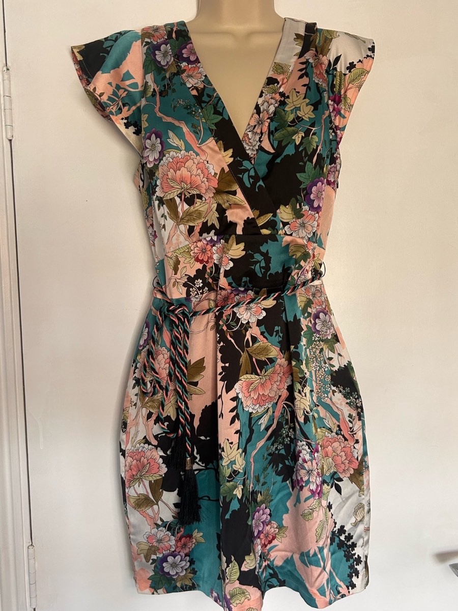 Guess Floral Crossover Mini Dress - Size M / UK 10