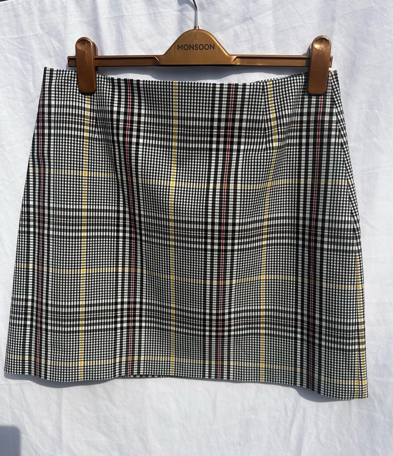Karen Millen Black White Plaid Tartan Check Mini Skirt UK 14 US 10 New with Tags