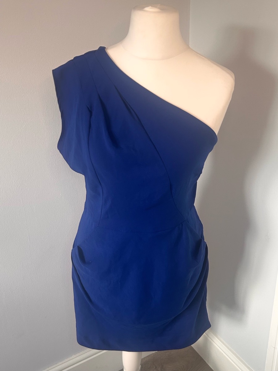 Spotlight by Warehouse Royal Blue One Shoulder Party Dress UK 12 (No Belt)