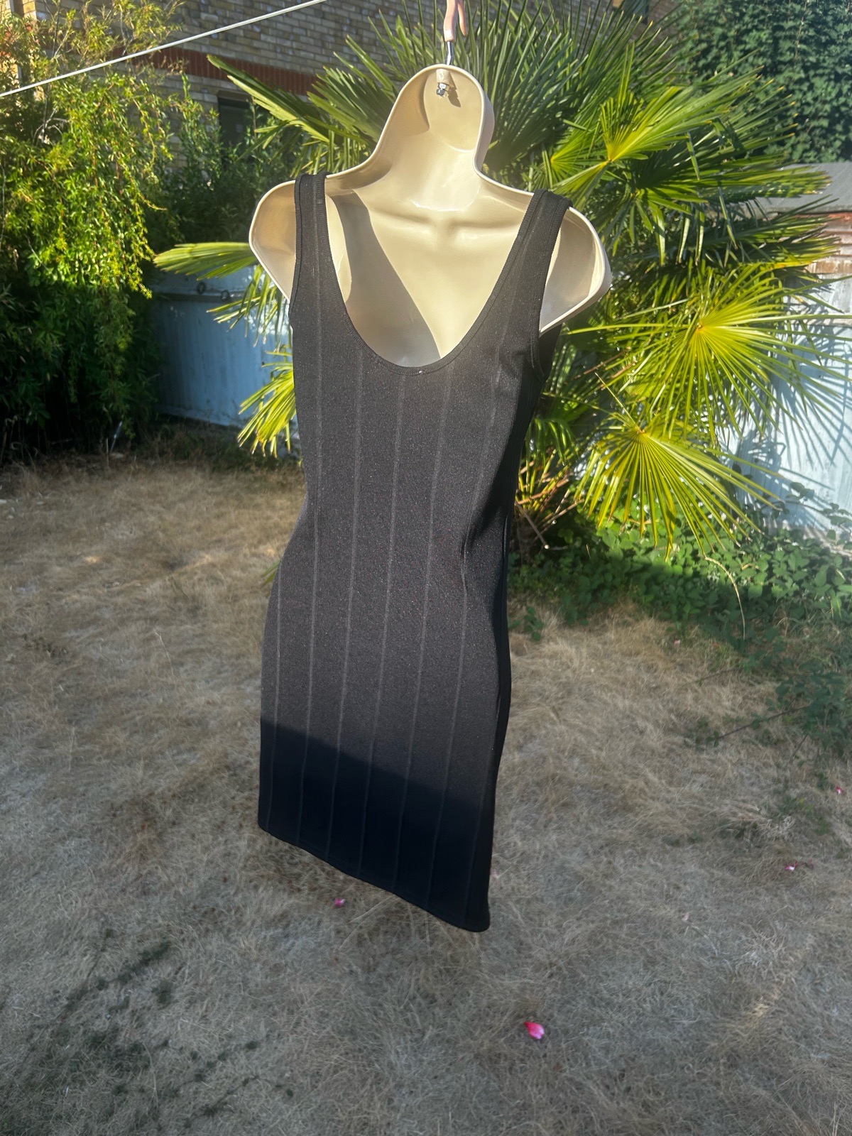 Vasamsi Black Shimmer Ribbed Bodycon Mini Dress Size 10