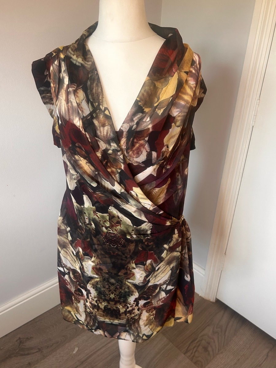 Ted Baker Floral Draped Mini Dress - Size 3 (UK 12)