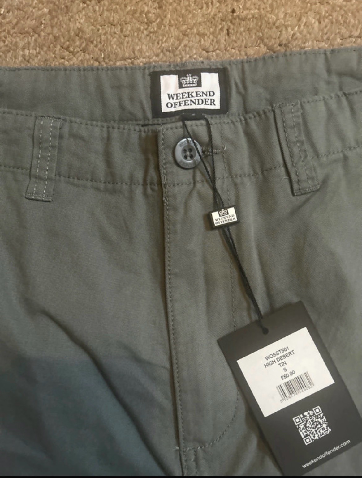 Weekend offender grey cargo shorts small