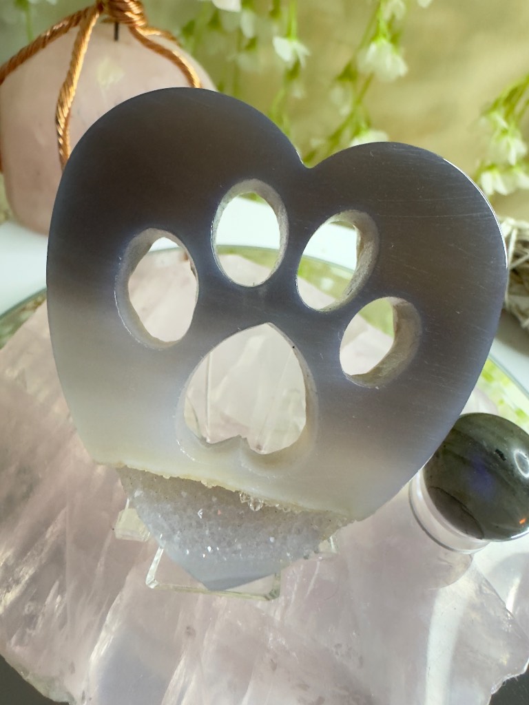 Druzy agate paw print