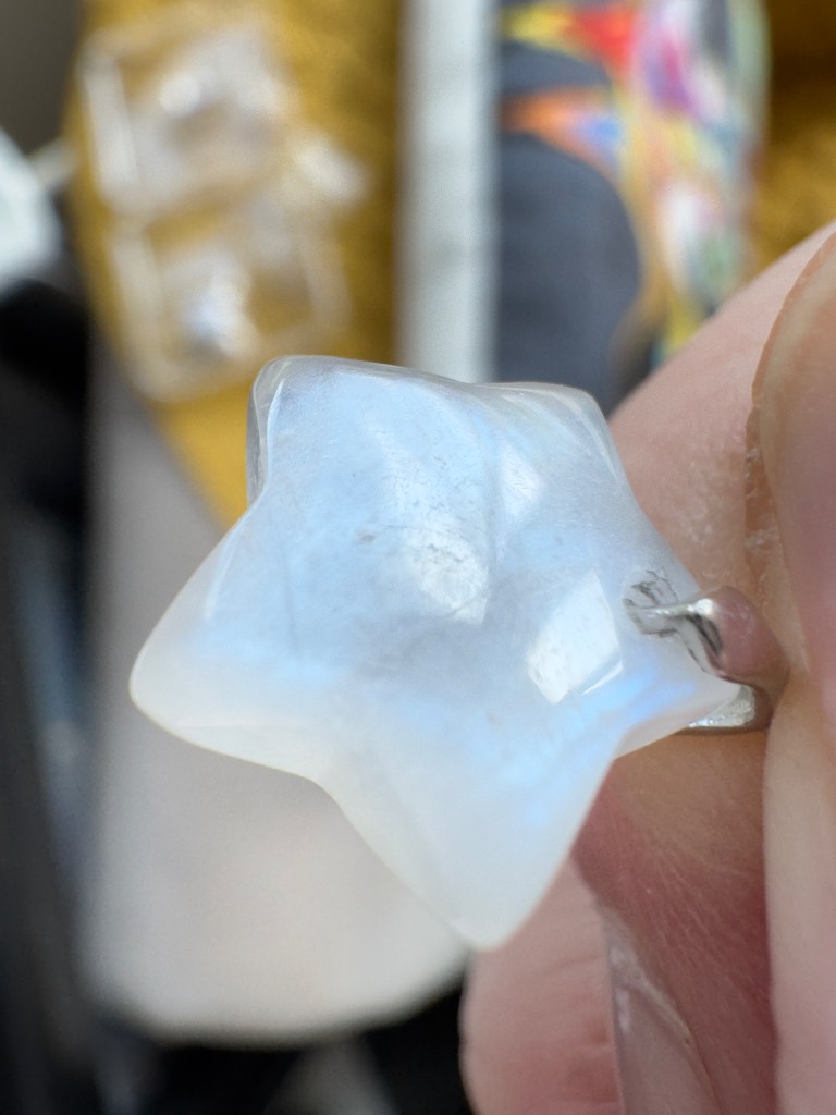 Gorgeous blue flash moonstone star pendent
