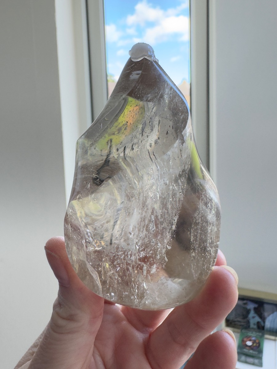 High grade rainbow pale Smokey Quartz flame