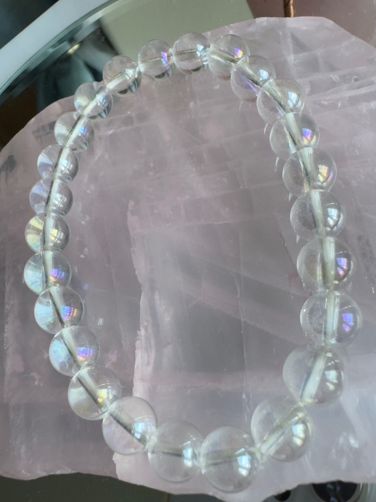 High quality Colourful Aura clear quartz bead bracelet