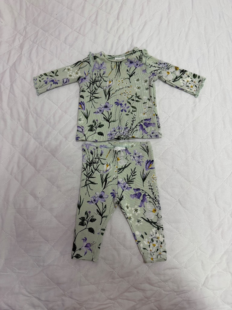 Next mint purple lilac summer flowery floral too and leggings set outfit 0-3 months