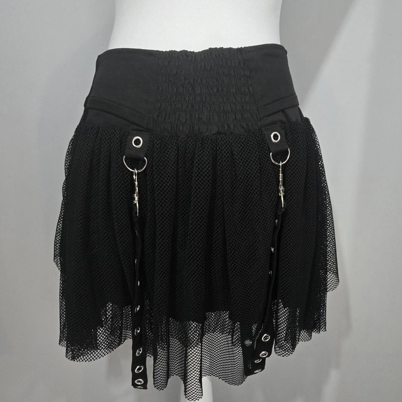 Poizen Industries Cybele Skirt Black Gothic Mesh Strap UK 12