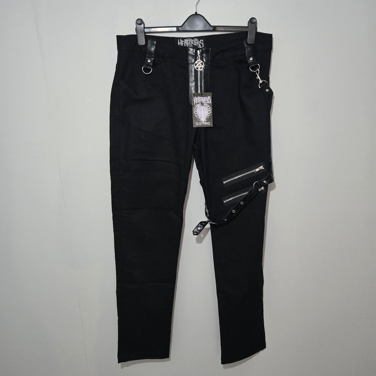 Heartless Odette Pants Black Gothic PVC Detail Trousers UK 18