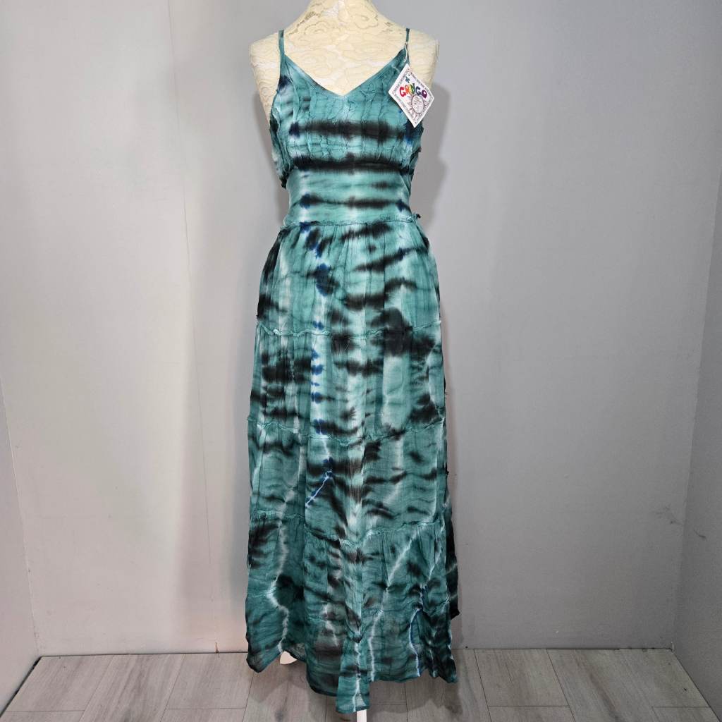 Gringo Petrol Tie Dye Maxi Dress Boho Festival Summer
