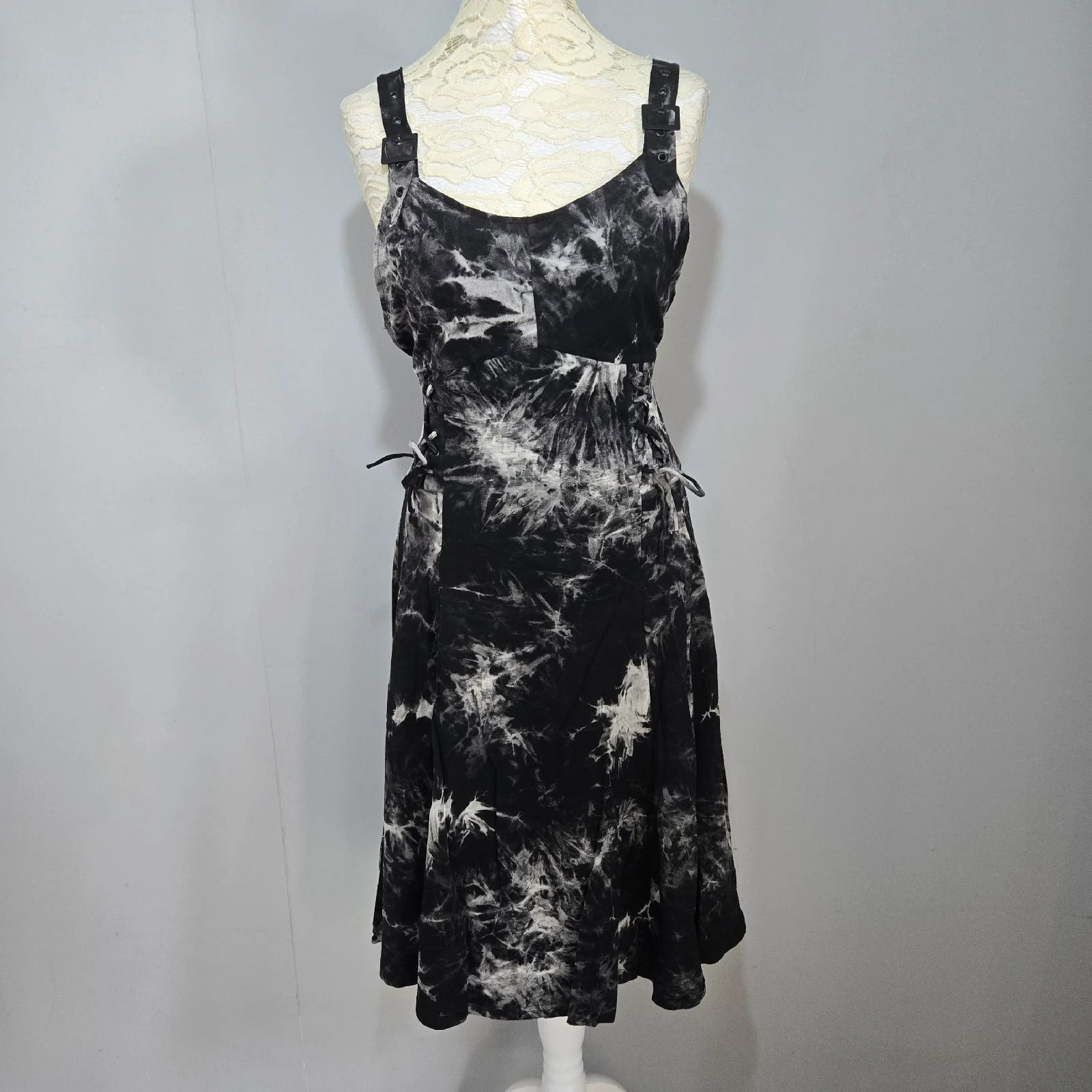 Chemical Black Tie Dye Dress XL UK 14 Goth Scene