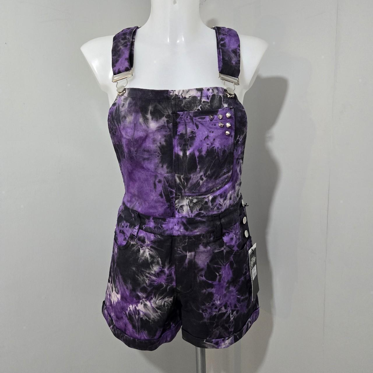 Vixxsin Meadow Dungarees Purple Tie Dye Size M UK 10 Gothic Overalls