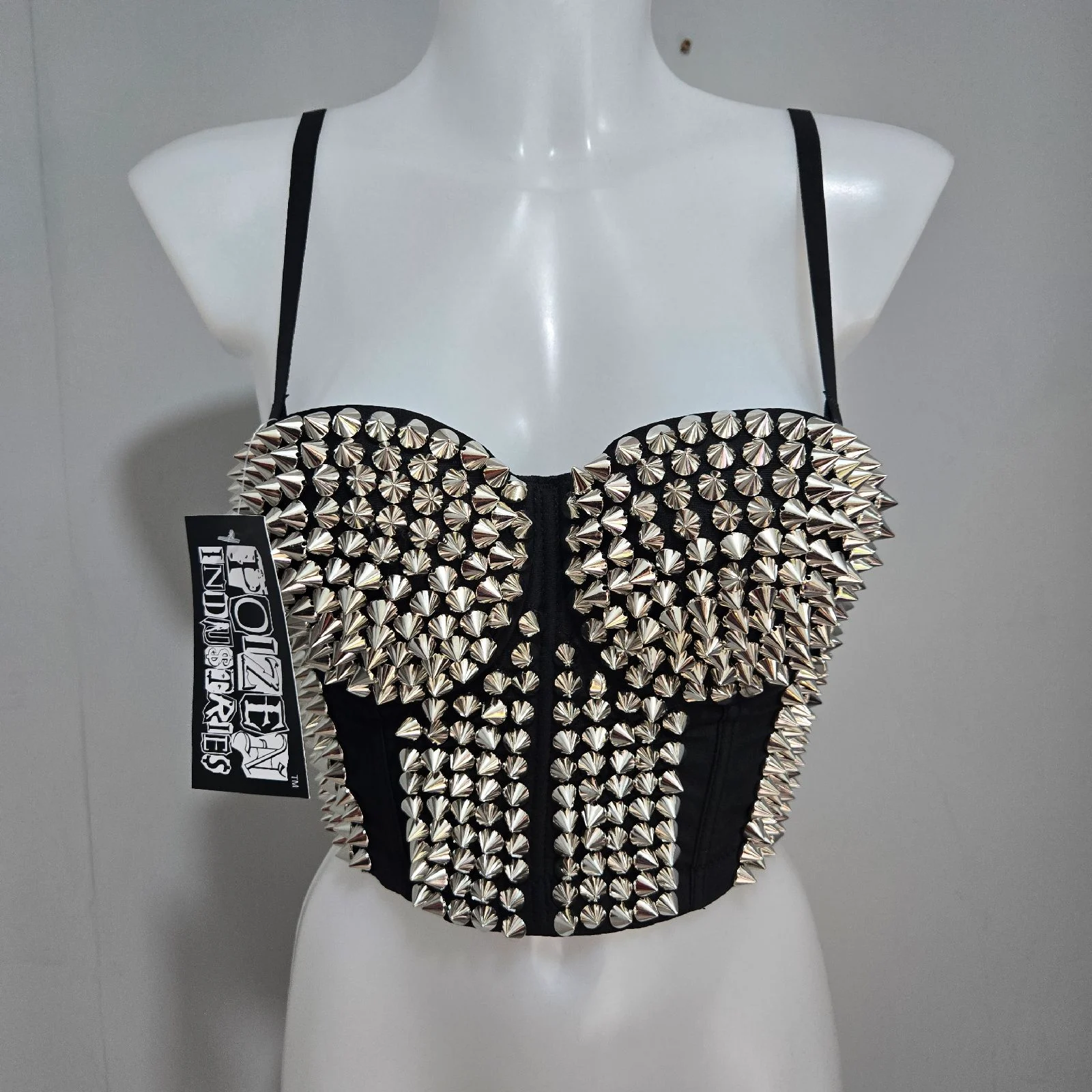 Poizen Spike Corset Bra S UK 8 Goth Punk Scene