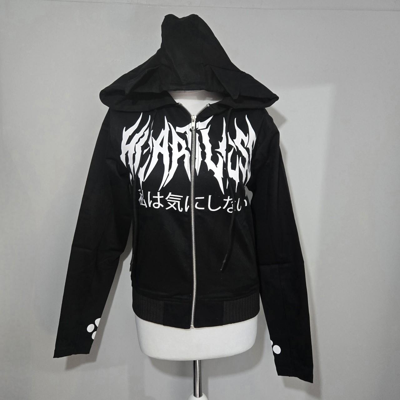 Heartless Nine Lives Cat Ear Hoodie Black Gothic Jacket Size L UK 12