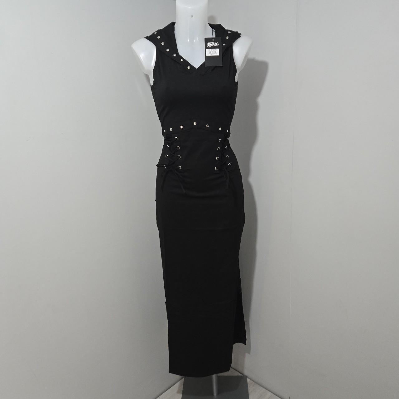 Vixxsin Cora Dress Black Gothic Hooded Maxi Dress Size S UK 8