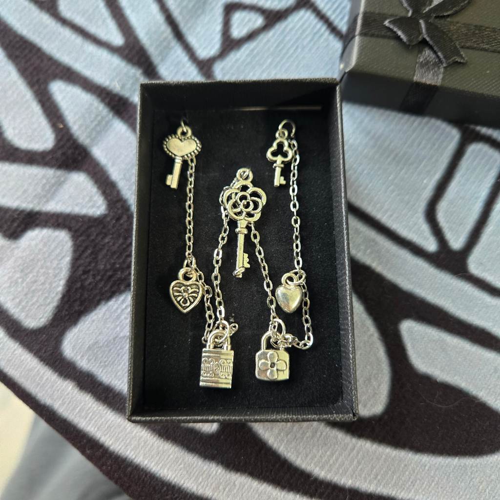 Handmade Silver Key Charm Necklace Stainless Steel Chain Gift Boxed