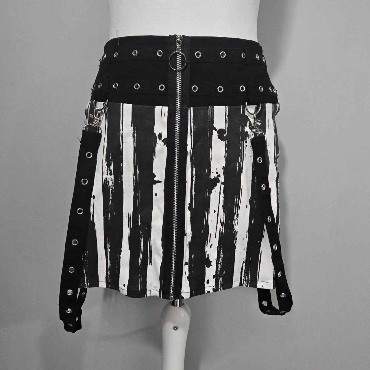 Chemical Black Showtime Skirt Black White Gothic Mini Size M UK 10