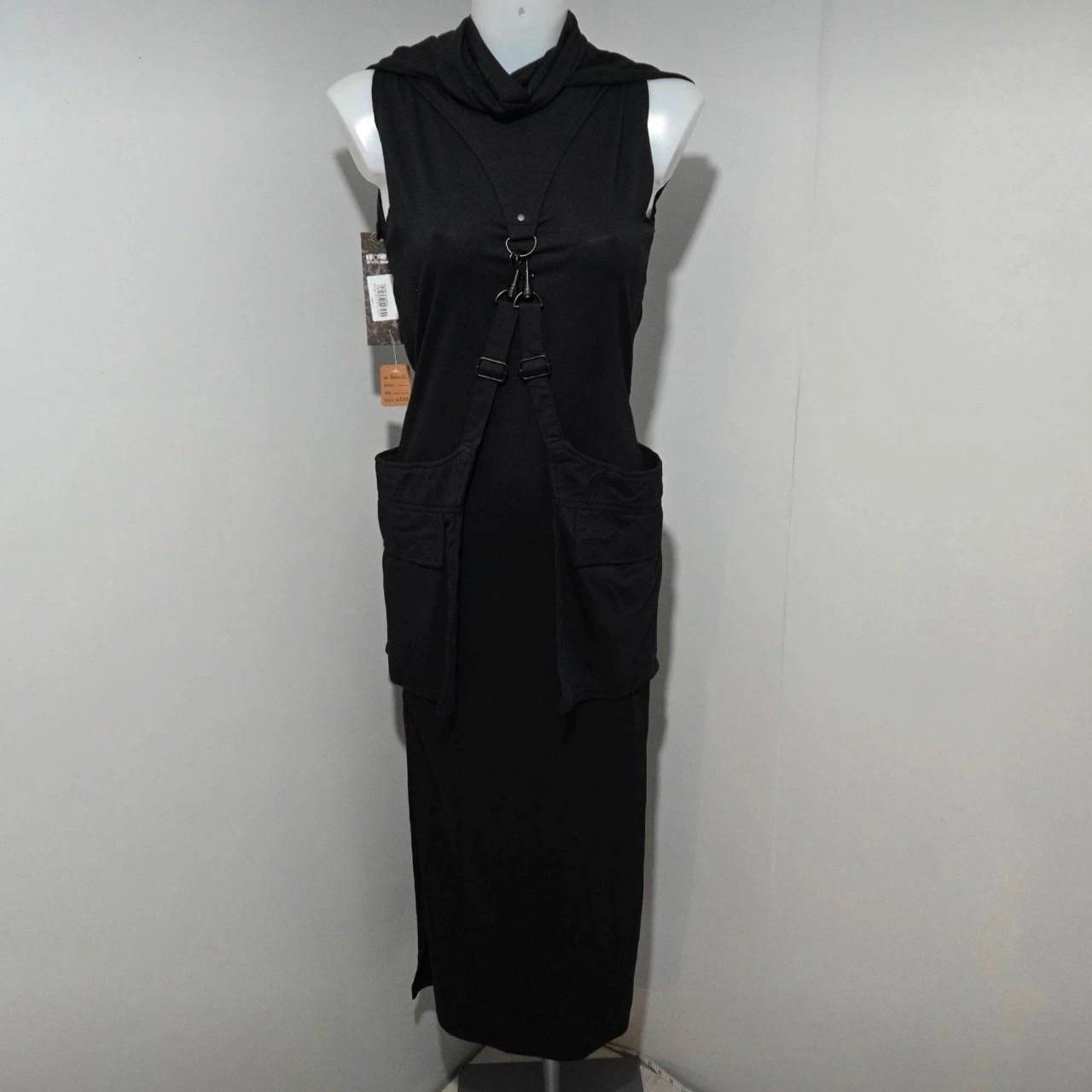 Poizen Industries Helia Hooded Maxi Dress – Black Gothic Witchcore Dress Size S UK 8