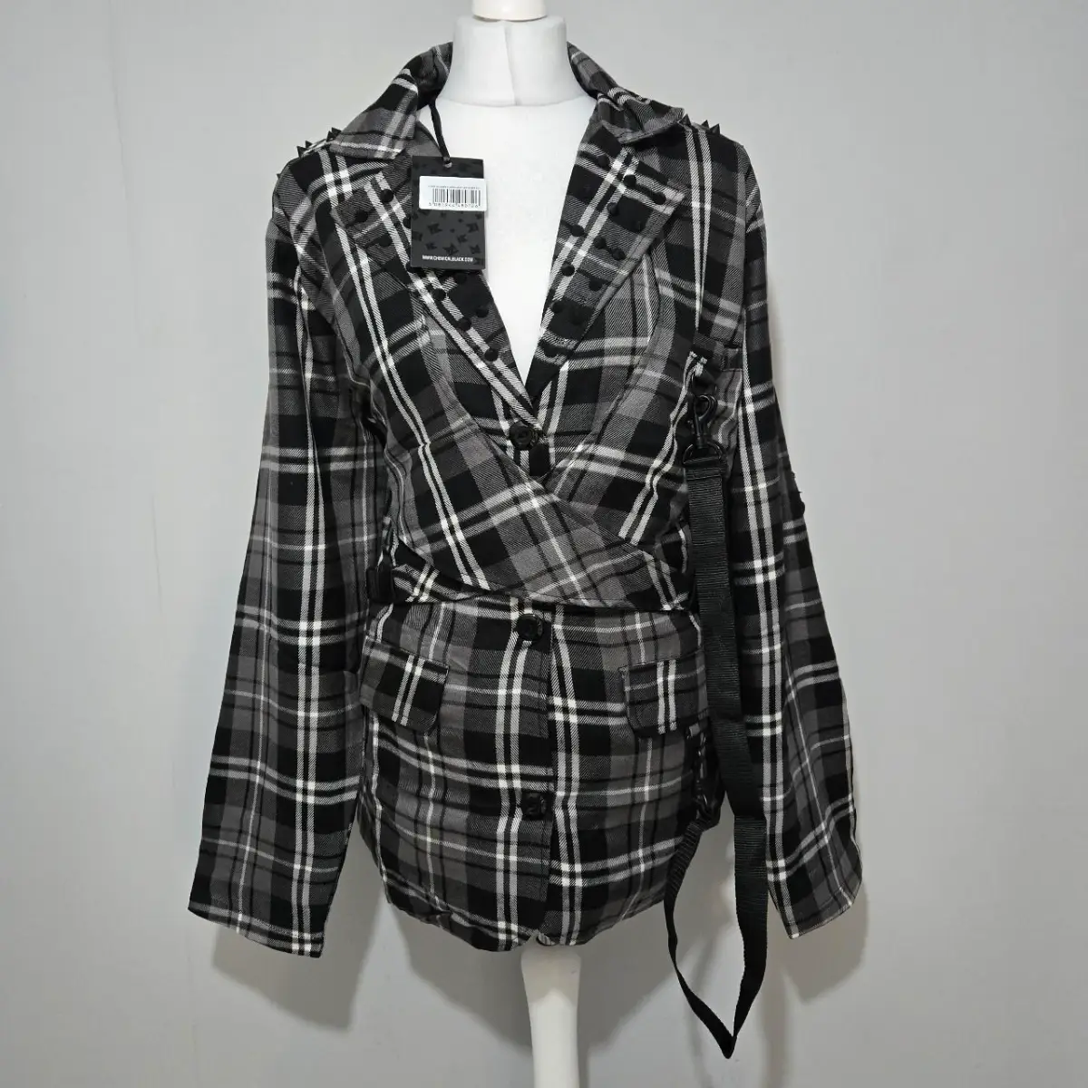 Chemical Black Cordelia Jacket Grey Check XXL UK 16