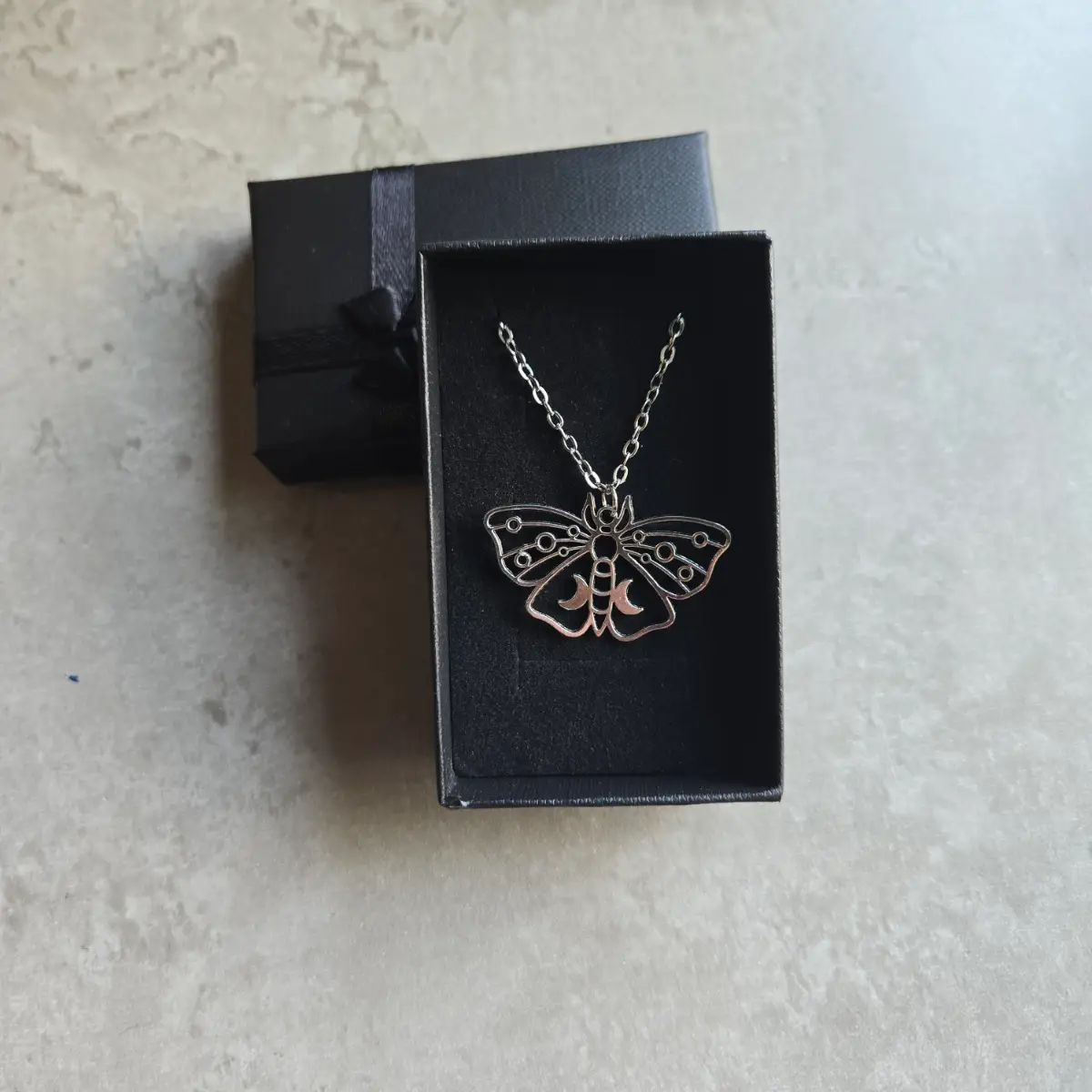 Celestial Moth Necklace Stainless Steel Chain Gift Boxed
