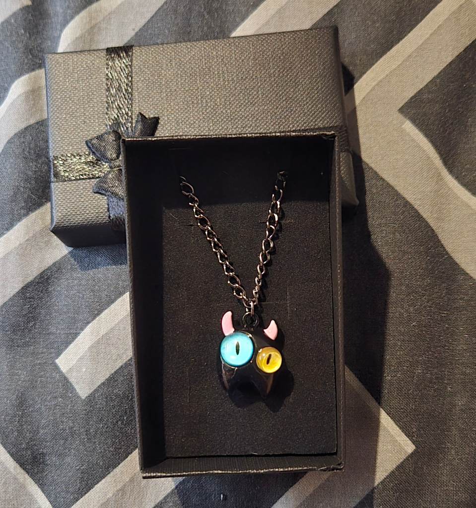 Gothic Cat Necklace Stainless Steel Chain Gift Boxed