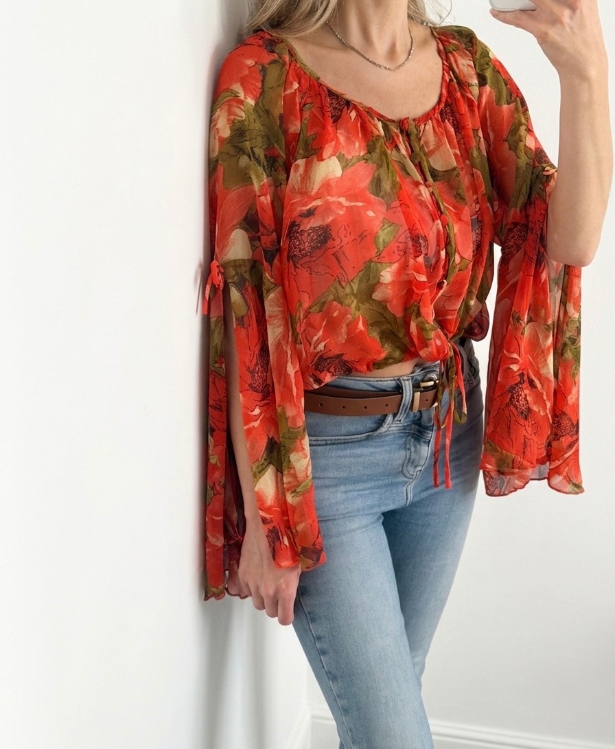 Floral Boho Blouse One Size | Lightweight Summer Top