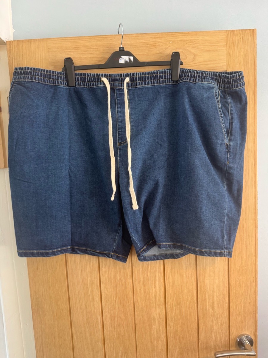 Jacamo Denim Jersey Drawstring Shorts Blue 54-56 Waist