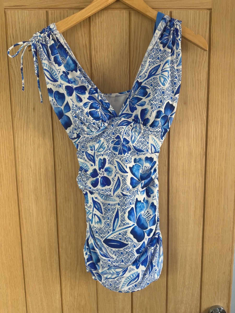 Magisculpt Tummy Control Swimsuit UK 12 Blue Floral One Piece NWT