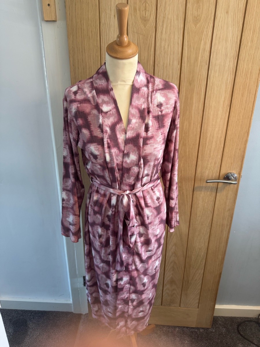 JD Williams Pink Tie Dye Dressing Gown Robe Size 8-10 Soft Wrap Belted NWT