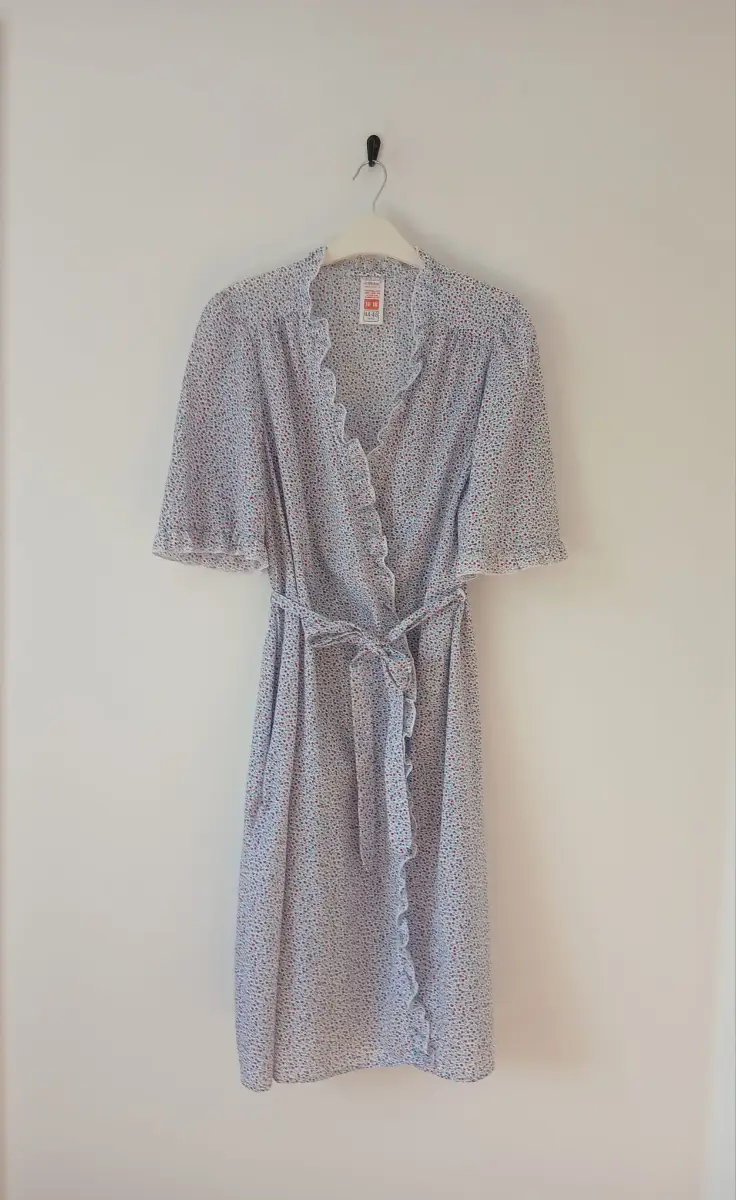 Vintage St Michael M&S Ditsy Floral Wrap Dress Dressing Gown Cover Up UK 16 Cottagecore Boho Retro