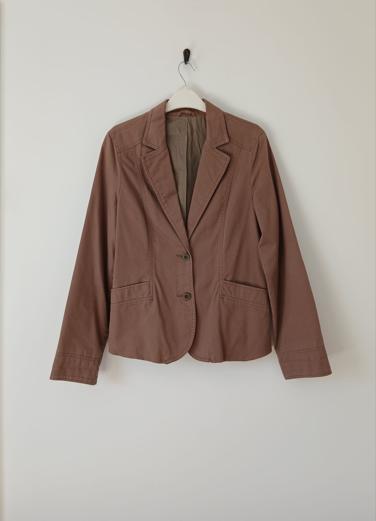 Bhs Tailored Cotton Blazer Jacket UK10-12 Chocolate Brown Lined Smart Casual Boho Cottagecore Autumn