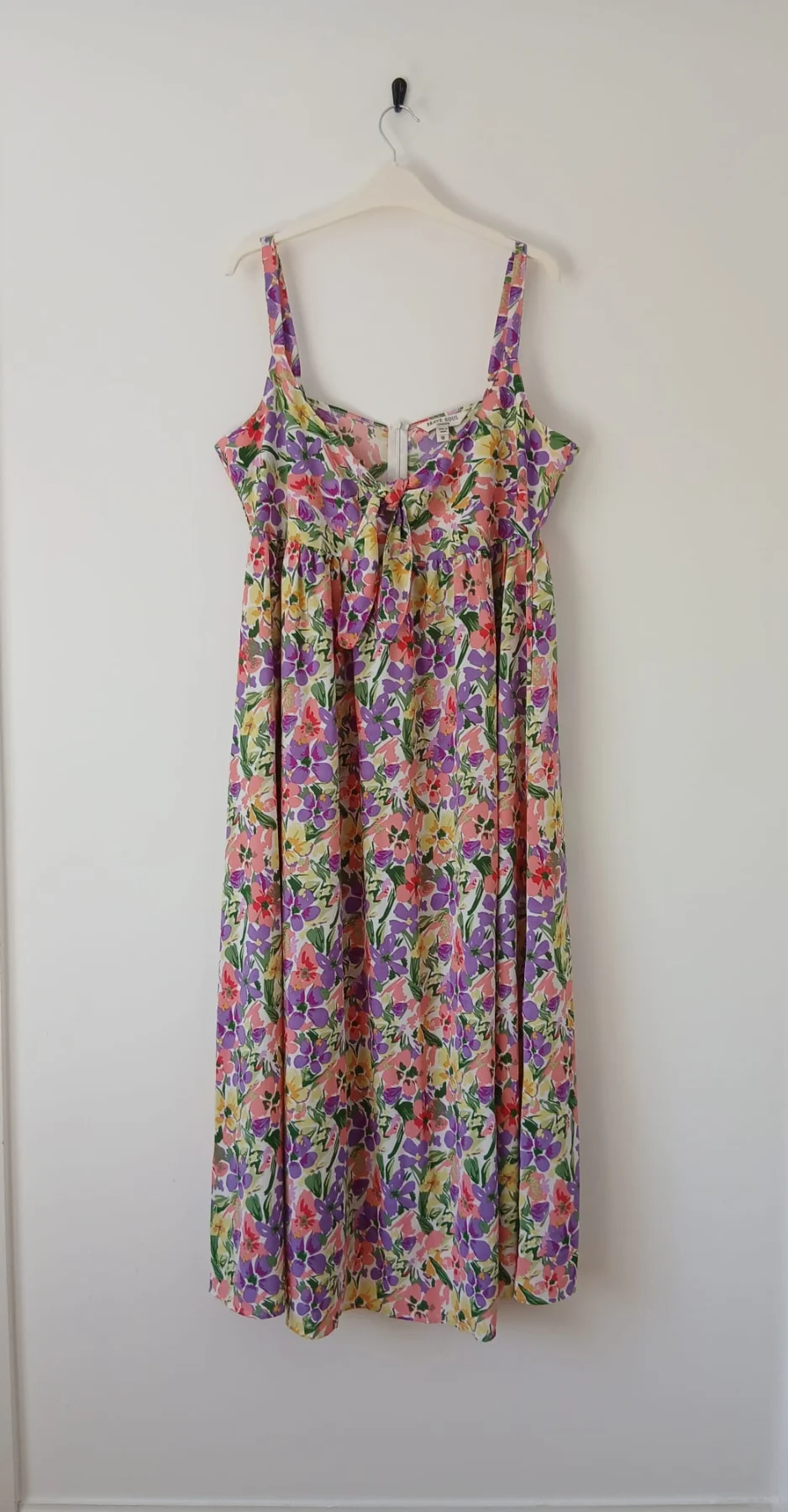 Brave Soul London Floral Tie Front Midi Dress UK 18 Sweetheart Multicolour Sundress Holiday Wedding