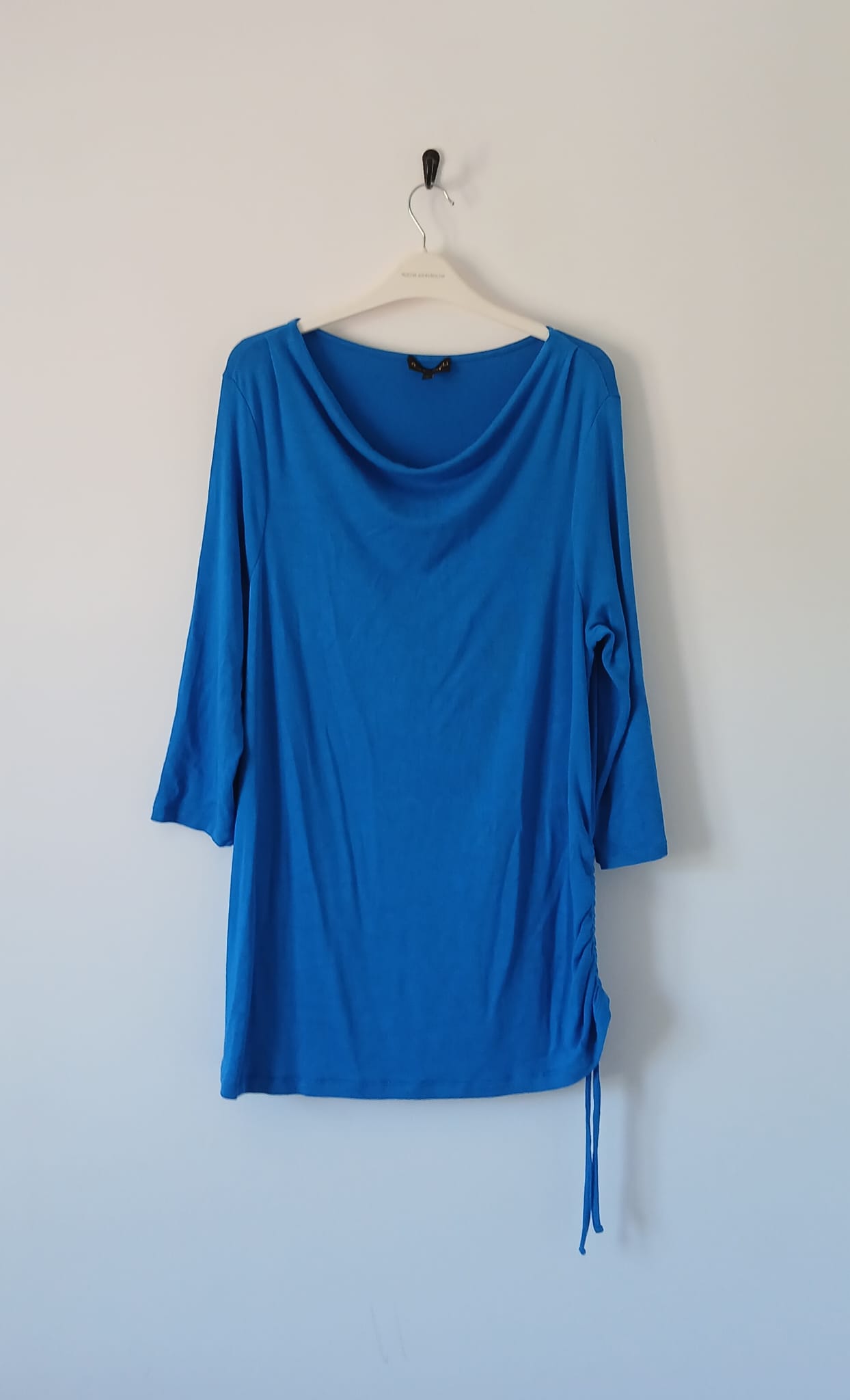 Phase Eight Jazmin Ruched Side Top UK 16 Bright Blue Cowl Neck Longline Viscose Knitted Smart Casual