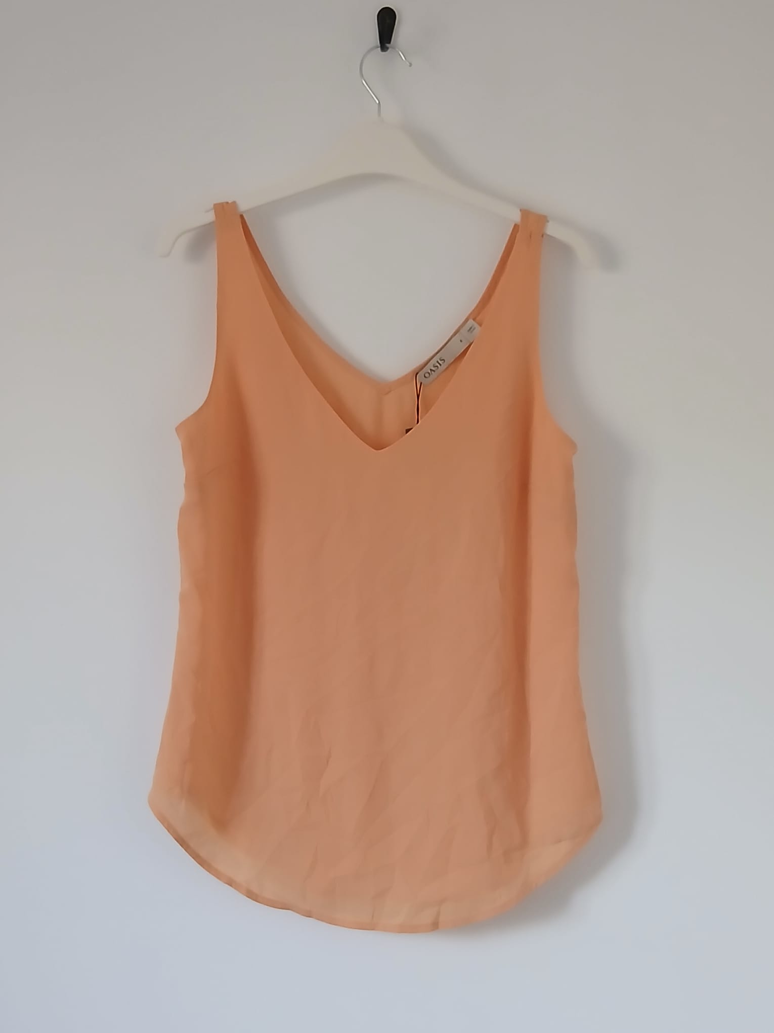Oasis Plain Vest Top UK 8 Apricot Orange V Neck Lined Sleeveless Cami Layering Summer Party BNWT
