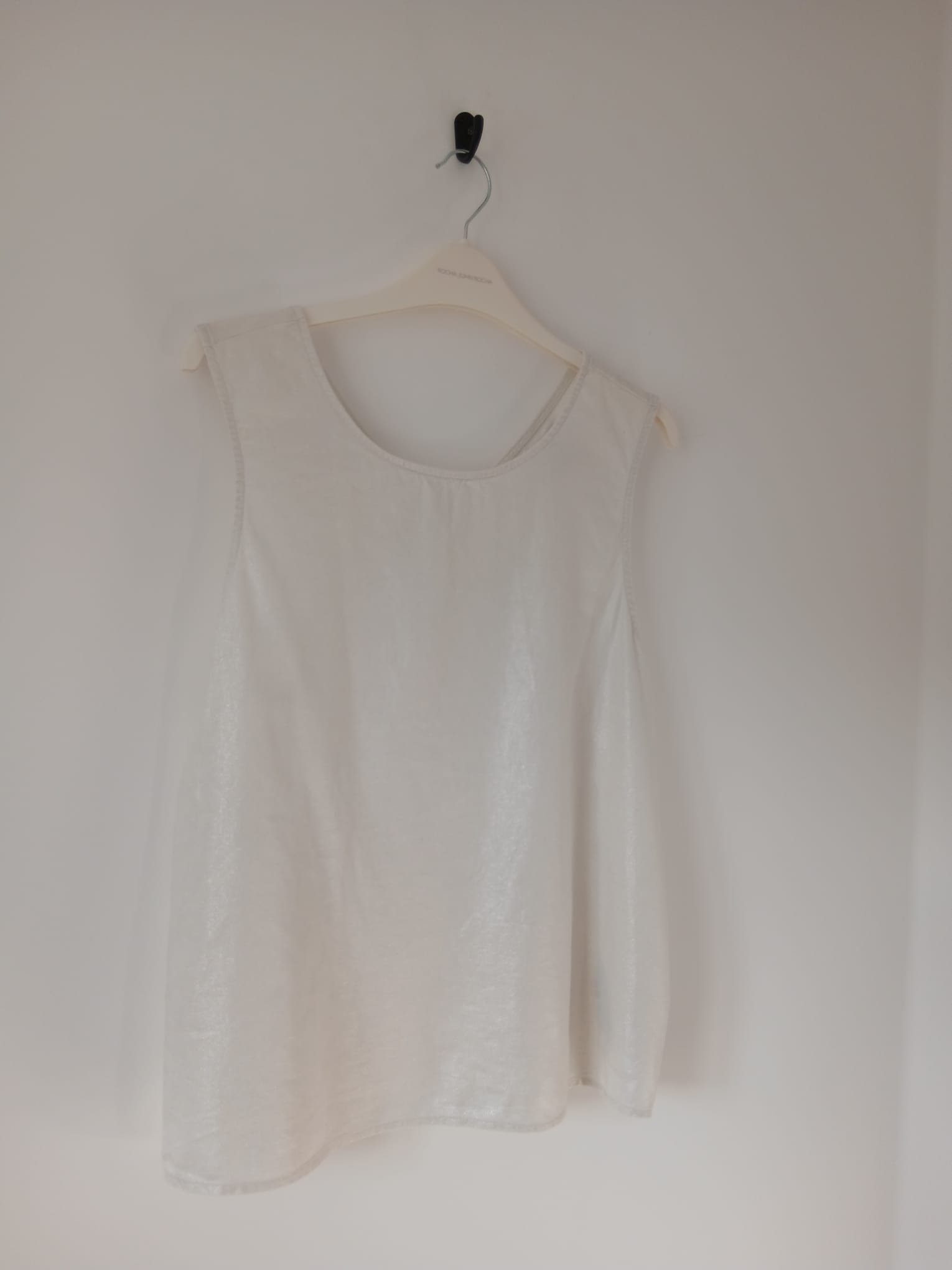 M&S Ecru Linen Blend Shimmer Cross-Back Top Size 10 Holiday Party Cruise Resort Boho Cottagecore