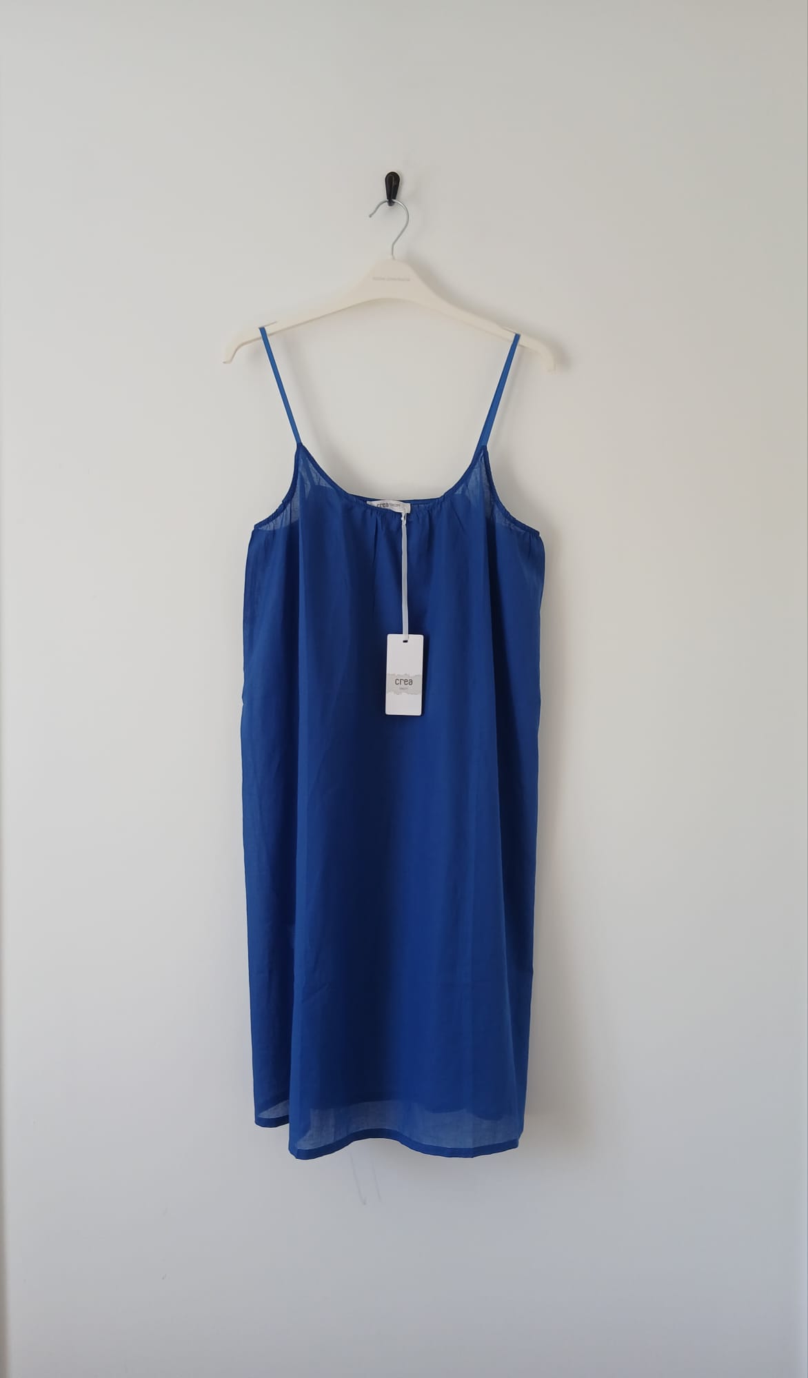 Crea Concept Cotton Cami Dress UK 12 Royal Blue Minimalist Designer Summer Cruise Resort BNWT