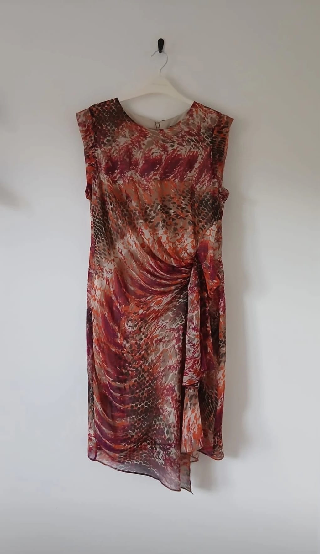 M&S Twiggy Shift Dress UK 16 Abstract Animal Print Ruched Sleeveless Occasion Cruise Resort Business