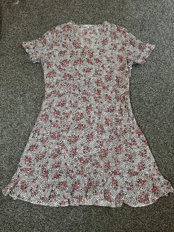 Next women’s floral & leopard print tea dress v-neck summer spring casual office