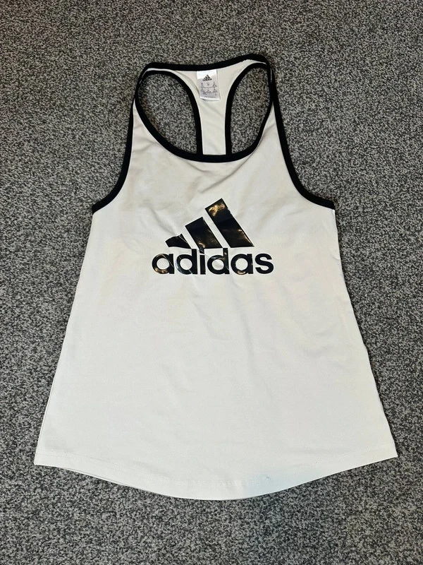 Adidas white racerback training vest size XS gym fitness activewear tank top