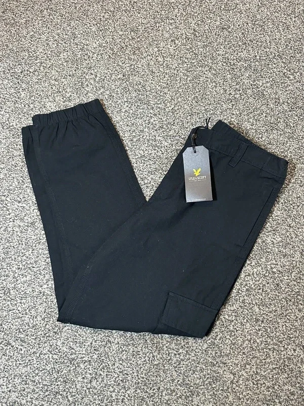 Lyle & Scott boys BNWT black ripstop cargo pants age 14-15 streetwear urban