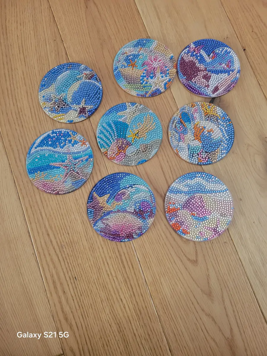 Seashells diamond art coasters